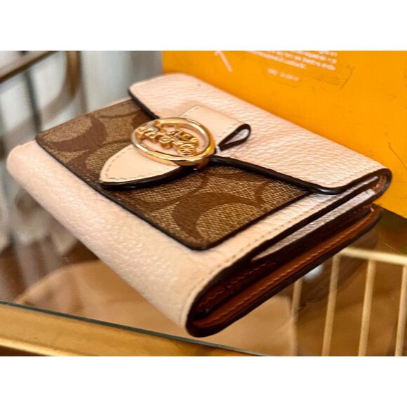 Coach Small Bifold Wallet In Signature Canvas & Leather With Horse & Carriage Lo - Picture 5 of 11